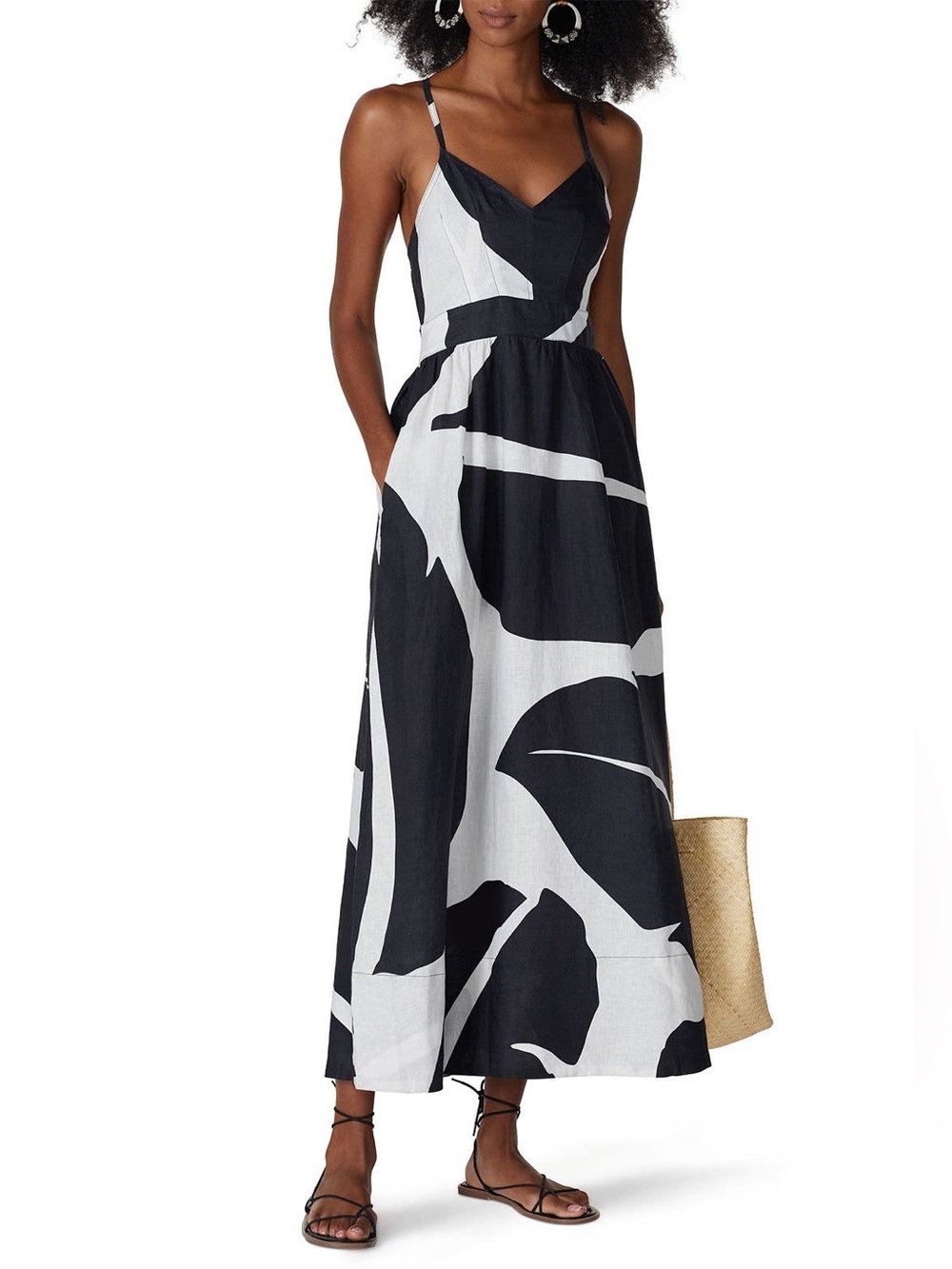The Odells Rent the Runway Linen Botanical Maxi Dress With Pockets Medium